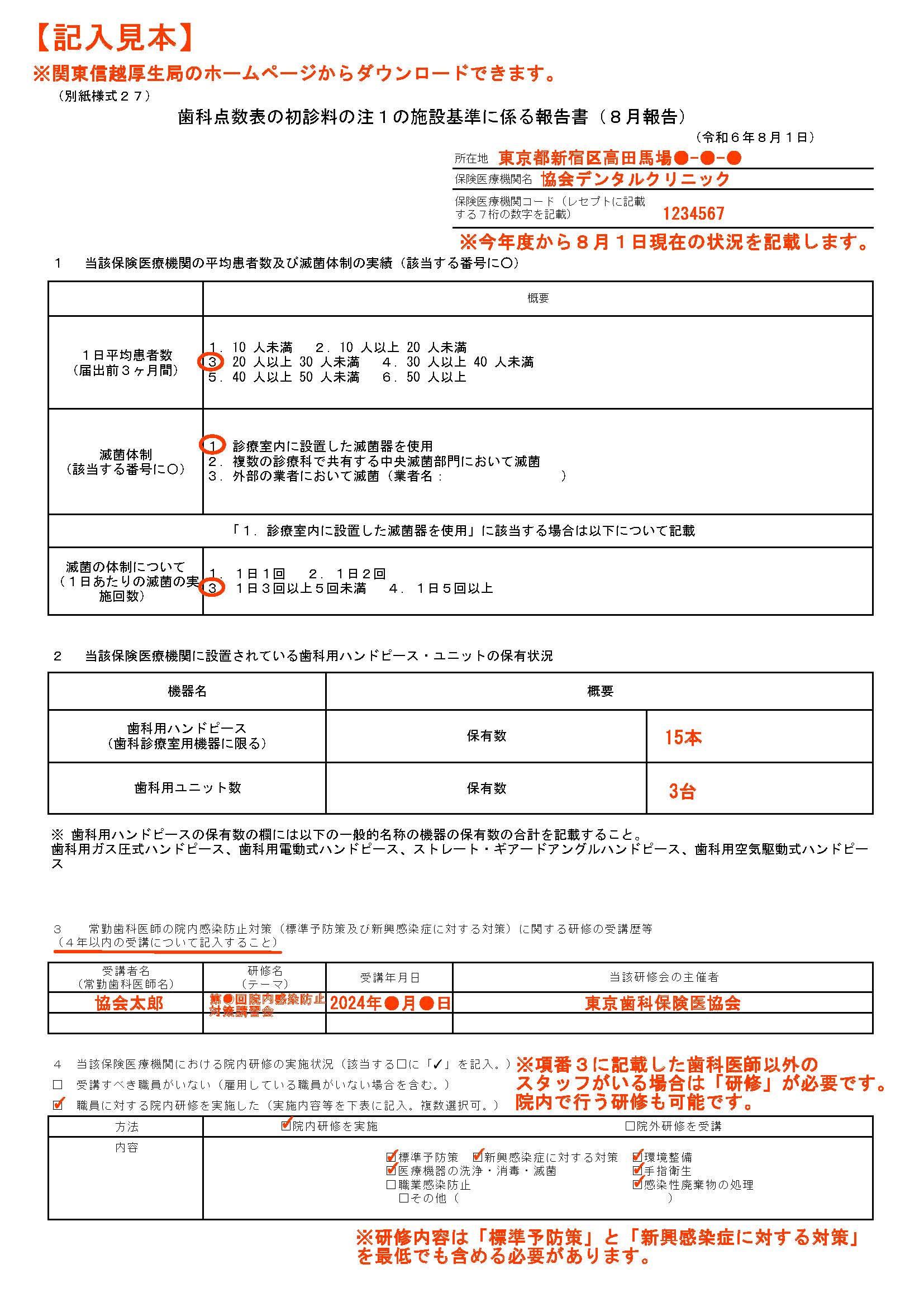 厚生局 定例報告 記載例 _ 厚生局 施設基準定例報告 : 診療所及び歯科診療所用 – TDJM